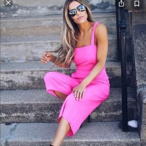 NWOT VICI Lace Up Pocketed Hot Pink Jumpsuit